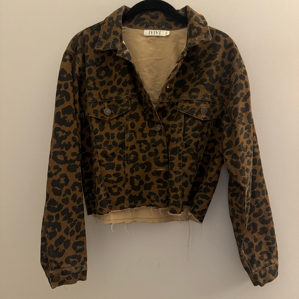 Ivivi Leopard Print Denim Jacket